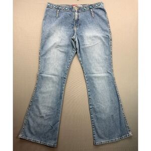 Lazer Jeans Studded Flare Jeans Blue Turquoise Beaded Y2K Western Womens 11